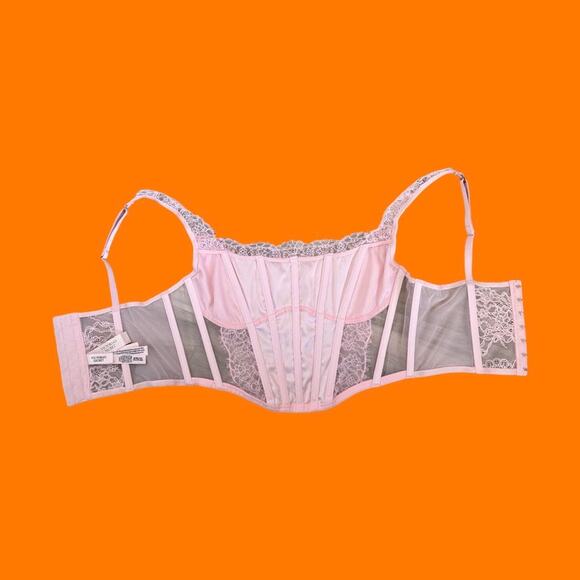 Victoria's Secret Pink Lace Bustier Corset Top NWT Medium Fairy Coquette - Picture 6 of 6